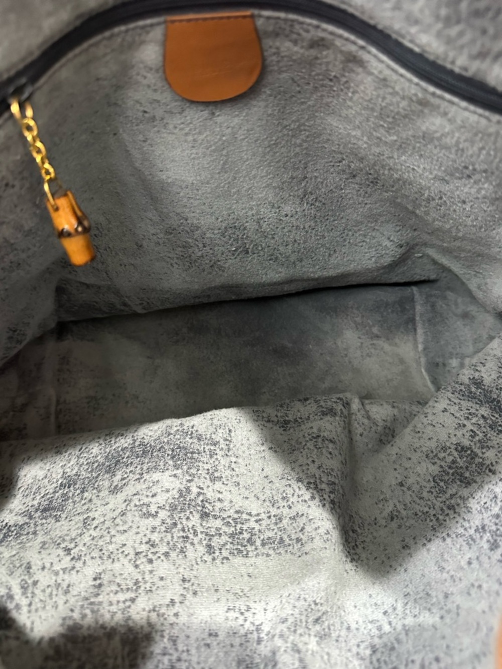 Vintage Gucci Alphabet Print Canvas Shoulder Bag Bamboo Charm Y2K Italy - Picture 7 of 12